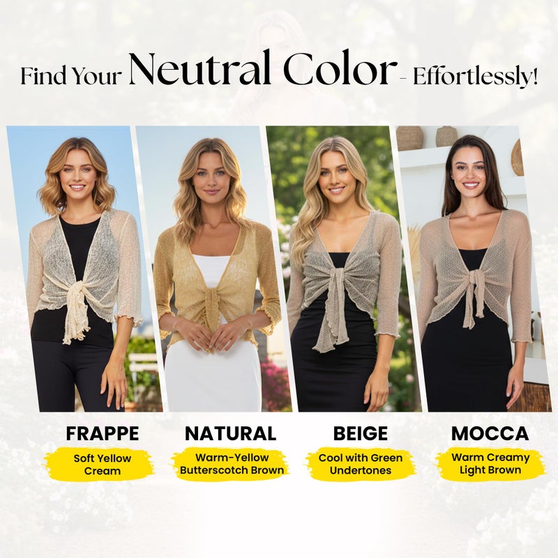 Back From Bali Womens Lightweight Knit Cardigan Shrug Lite Sheer Natural - Image 5